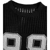 imageVerdusa Mens Jersey Shirt Crochet Tops Short Sleeve Letter Print Vintage Lightweight Pullover SweaterPrint Black