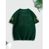 imageVerdusa Mens Jersey Shirt Crochet Tops Short Sleeve Letter Print Vintage Lightweight Pullover SweaterPrint Blue