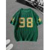imageVerdusa Mens Jersey Shirt Crochet Tops Short Sleeve Letter Print Vintage Lightweight Pullover SweaterPrint Green