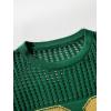 imageVerdusa Mens Jersey Shirt Crochet Tops Short Sleeve Letter Print Vintage Lightweight Pullover SweaterPrint Green