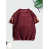 imageVerdusa Mens Jersey Shirt Crochet Tops Short Sleeve Letter Print Vintage Lightweight Pullover SweaterPrint Red