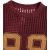 imageVerdusa Mens Jersey Shirt Crochet Tops Short Sleeve Letter Print Vintage Lightweight Pullover SweaterPrint Red