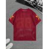 imageVerdusa Mens Jersey Shirt Crochet Tops Short Sleeve Letter Print Vintage Lightweight Pullover SweaterRed
