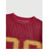 imageVerdusa Mens Jersey Shirt Crochet Tops Short Sleeve Letter Print Vintage Lightweight Pullover SweaterRed