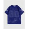 imageVerdusa Mens Jersey Shirt Crochet Tops Short Sleeve Letter Print Vintage Lightweight Pullover SweaterRoyal Blue