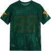 imageVerdusa Mens Jersey Shirt Crochet Tops Short Sleeve Letter Print Vintage Lightweight Pullover SweaterYellow Green