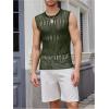 imageVerdusa Mens Knitted Tank Top Sleeveless Round Neck Pullover Shirt UndershirtArmy Green