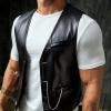 imageVerdusa Mens PU Leather Sleeveless Motorcycle Biker Vest JacketBlack