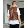 imageVerdusa Mens PU Leather Sleeveless Motorcycle Biker Vest JacketBrown