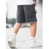 imageVerdusa Mens Ripped Distressed Raw Trim High Waist Straight Leg Denim ShortsDark Grey