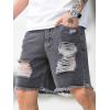imageVerdusa Mens Ripped Distressed Raw Trim High Waist Straight Leg Denim ShortsDark Grey