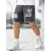 imageVerdusa Mens Ripped Distressed Raw Trim High Waist Straight Leg Denim ShortsDark Grey