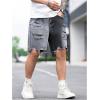 imageVerdusa Mens Ripped Distressed Raw Trim High Waist Straight Leg Denim ShortsGrey and Black
