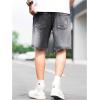 imageVerdusa Mens Ripped Distressed Raw Trim High Waist Straight Leg Denim ShortsGrey and Black