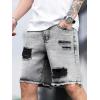 imageVerdusa Mens Ripped Distressed Raw Trim High Waist Straight Leg Denim ShortsLight Grey