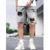 imageVerdusa Mens Ripped Distressed Raw Trim High Waist Straight Leg Denim ShortsLight Grey