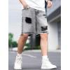 imageVerdusa Mens Ripped Distressed Raw Trim High Waist Straight Leg Denim ShortsLight Grey