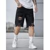 imageVerdusa Mens Ripped Distressed Raw Trim High Waist Straight Leg Denim ShortsSolid Black