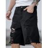 imageVerdusa Mens Ripped Distressed Raw Trim High Waist Straight Leg Denim ShortsSolid Black