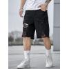 imageVerdusa Mens Ripped Distressed Raw Trim High Waist Straight Leg Denim ShortsSolid Black