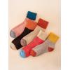 imageVerdusa Womens 5 Pairs Flower Embroidery Toe seamed Soft Crew SocksBrown Multi