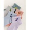 imageVerdusa Womens 5 Pairs Flower Embroidery Toe seamed Soft Crew SocksDinorsaur Print Purple