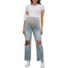 imageVerdusa Womens Maternity Wideband Waist Flare Leg Pregancy Denim Jeans with Pockets