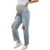 imageVerdusa Womens Maternity Wideband Waist Flare Leg Pregancy Denim Jeans with Pockets