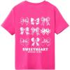 imageVerdusa Girls Coquette Bow Top Round Neck Short Sleeve Cute Graphic TeesBow Hot Pink