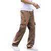 imageVerdusa Mens Casual Cargo Pants High Waist Straight Leg Jeans with PocketsBrown