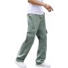 imageVerdusa Mens Casual Cargo Pants High Waist Straight Leg Jeans with PocketsGreen