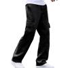 imageVerdusa Mens Casual Cargo Pants High Waist Straight Leg Jeans with PocketsSolid Black