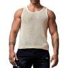 imageVerdusa Mens Casual Sleeveless Round Neck Sheer Knitted Tank Muscle TopBeige