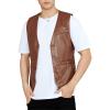 imageVerdusa Mens PU Leather Sleeveless Motorcycle Biker Vest JacketBrown