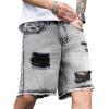 imageVerdusa Mens Ripped Distressed Raw Trim High Waist Straight Leg Denim ShortsLight Grey