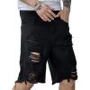 imageVerdusa Mens Ripped Distressed Raw Trim High Waist Straight Leg Denim ShortsSolid Black