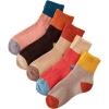 imageVerdusa Womens 5 Pairs Flower Embroidery Toe seamed Soft Crew SocksBrown Multi