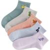 imageVerdusa Womens 5 Pairs Flower Embroidery Toe seamed Soft Crew SocksDinorsaur Print Purple