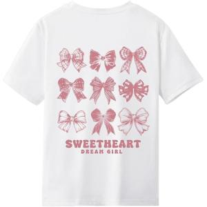 imageVerdusa Girls Coquette Bow Top Round Neck Short Sleeve Cute Graphic TeesBow White