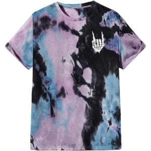 imageVerdusa Mens Tie Dye Short Sleeve Round Neck Graphic Tee TopsBlack Purple