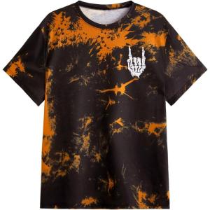 imageVerdusa Mens Tie Dye Short Sleeve Round Neck Graphic Tee TopsOrange