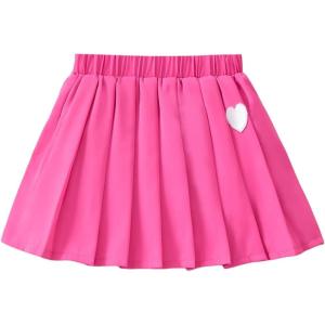 imageVerdusa Toddler Girls Elastic Waist Short A Line Skater Pleated SkirtHot Pink