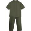 imageVerdusa Boys 2 Piece Outfits Linen Set Button Up Matching Set Short Sleeve Shirt and Drawstring Waist Vacation Pants SetArmy Green