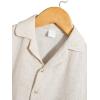 imageVerdusa Boys 2 Piece Outfits Linen Set Button Up Matching Set Short Sleeve Shirt and Drawstring Waist Vacation Pants SetBeige