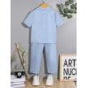 imageVerdusa Boys 2 Piece Outfits Linen Set Button Up Matching Set Short Sleeve Shirt and Drawstring Waist Vacation Pants SetBlue