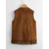 imageVerdusa Girls Faux Suede Tassel Vest 70s Hippie Cardigan Cowgirl Fringe JacketBrown