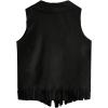 imageVerdusa Girls Faux Suede Tassel Vest 70s Hippie Cardigan Cowgirl Fringe JacketSolid Black