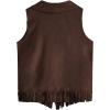 imageVerdusa Girls Faux Suede Tassel Vest 70s Hippie Cardigan Cowgirl Fringe JacketSolid Brown