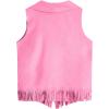 imageVerdusa Girls Faux Suede Tassel Vest 70s Hippie Cardigan Cowgirl Fringe JacketSolid Pink