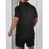 imageVerdusa Mens 2 Piece Outfit Hollow Out Knit Button Up Shirt and Knit Short SetsBlack